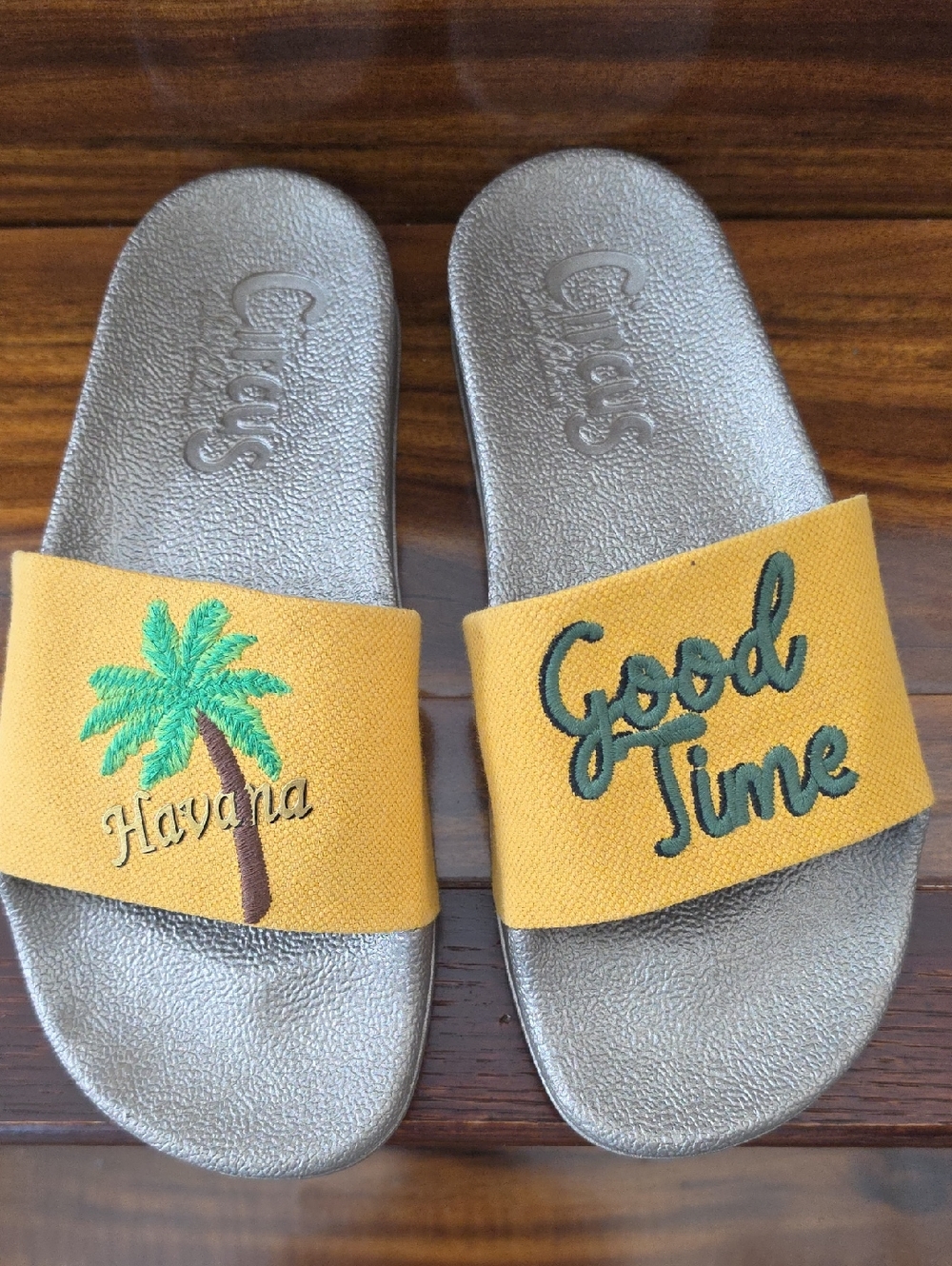 Circus By Sam Edelman Yellow Havana Good Time Slide Sandals Size 8.5